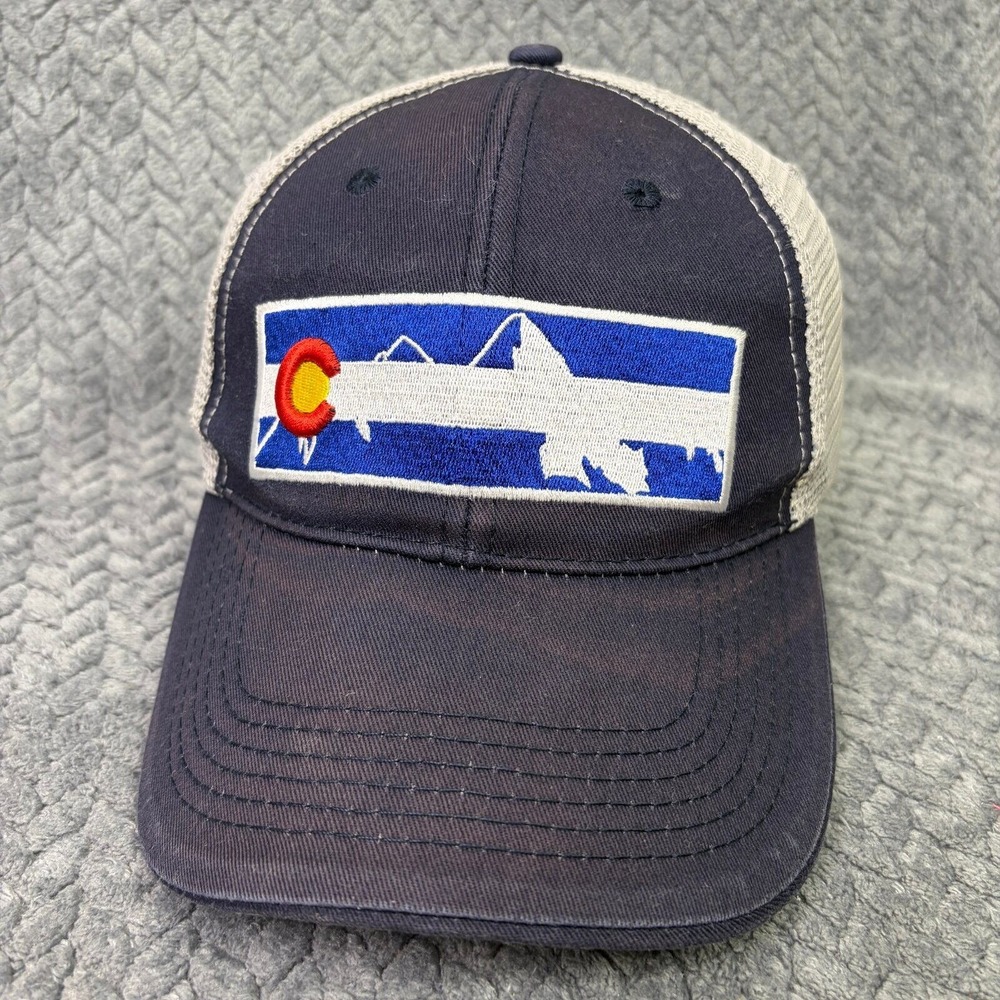 Uluru Colorado State Flag Mountain Patch Trucker Hat Navy Grey Snapback